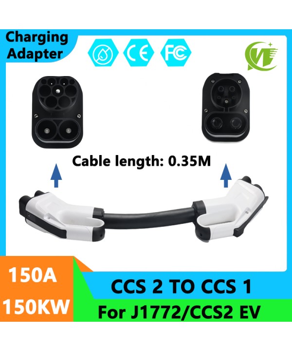 150KW CCS2 to CCS1 EV Charging Cable DC Quick Charger Combo CCS 2 to CCS Combo 1 Plug Adapter With 0.35m EVSE Cable 1000V DC 150A