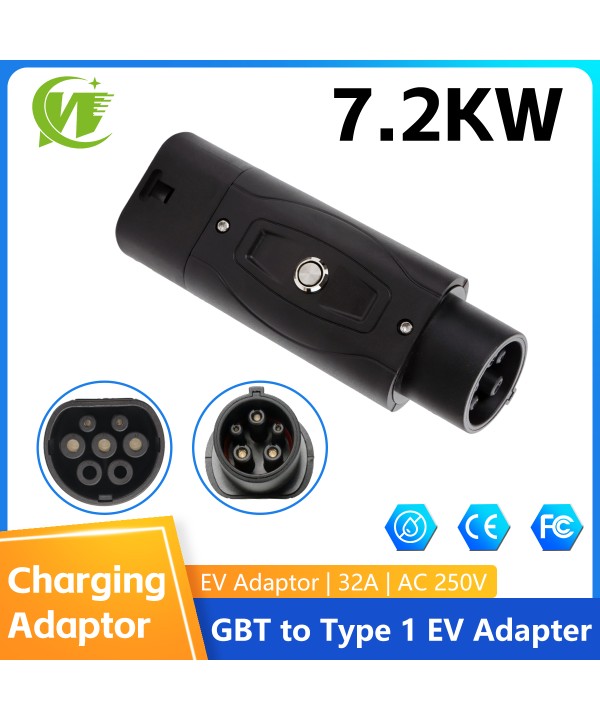 HOT Selling 32A 7.2KW AC EV Charging Adapter with Charging Switch GBT to Type 1 GB/T Female Plug with Type 1 Female Converter for J1772 Electric Vehicle