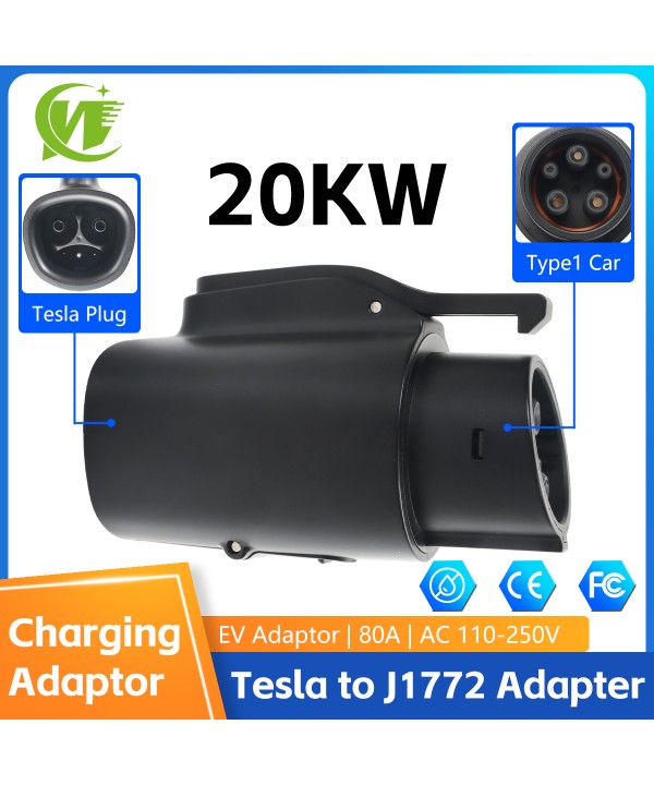 NACS to J1772 Adapter Fit for Tesla Charger 80A Max Compatible for Tesla To J1772 Adapter EV Charger Adapter