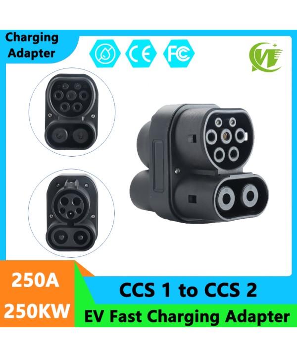 CCS Combo 1 DC Fast Charging Station Plug & CCS2 Car Adapter 250A CCS1 to CCS2 Charging Adapter 250KW EVSE Charging Pile Adapter