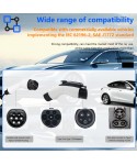 Type2 to Type1 EV Charger Adapter 32A Single Phase Compatible with Type 2 Charger for Electric Car with SAE J1772 Charging Socket