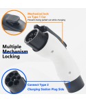 Type2 to Type1 EV Charger Adapter 32A Single Phase Compatible with Type 2 Charger for Electric Car with SAE J1772 Charging Socket