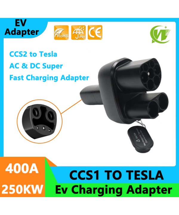 CCS2 to Tesla DC&AC EV Charger Adapter AC 32A DC 400A CCS2 to Tesla Model Y/S/3/X Electric Vehicle Charging 500V-1000V