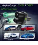 CCS2 to Tesla DC&AC EV Charger Adapter AC 32A DC 400A CCS2 to Tesla Model Y/S/3/X Electric Vehicle Charging 500V-1000V
