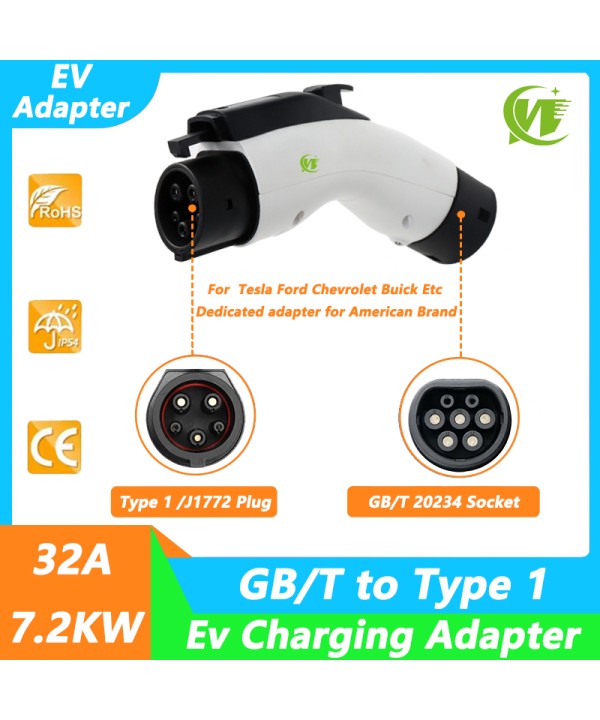  GBT to J1772 Type1 AC adapter 32A EVSE Connector 7KW Electric car charger EV charger Charging Converter accessories