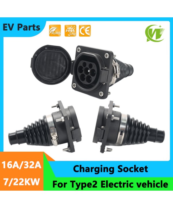 Type2 Square charging socket EV Charger Male Socket Type 2 IEC62196 16A 32A Electric Car Charging Charger Side with 0.5M Cable