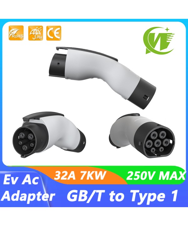 GBT To Type1 Adapter 32A 7.2kw GB/T Female Plug with Type 1 Female Converter J1772 Electric Car For Ford Chevrolet Tesla