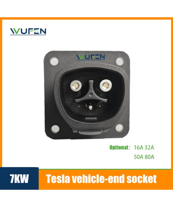 WUFEN For Tesla Model 3/X/Y Connector NACS EV Socket Plug EV On-Board Charger AC Socket EV Charging Socket 16A 32A 48A 80A EVSE
