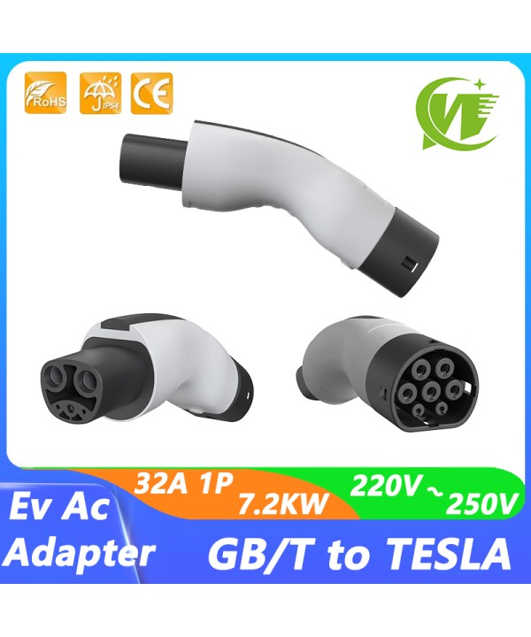 EV Adaptor GBT To Tesla Plug EV Adapter 32A 220V Electric Cars Vehicle Charger Charging Connector GBT To TESLA