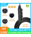 Portable EV Discharger Type2 IEC62196-2 16A EVSE Charging Cable Type1 SAE J1772 EV Charging EU Socket GBT V2L Discharger Power