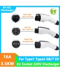 Portable EV Discharger Type2 IEC62196-2 16A EVSE Charging Cable Type1 SAE J1772 EV Charging EU Socket GBT V2L Discharger Power