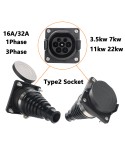 Type2 Square charging socket EV Charger Male Socket Type 2 IEC62196 16A 32A Electric Car Charging Charger Side with 0.5M Cable