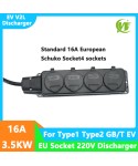 Portable EV Discharger Type2 IEC62196-2 16A EVSE Charging Cable Type1 SAE J1772 EV Charging EU Socket GBT V2L Discharger Power